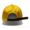 Cappellino da baseball satinato giallo con logo da ricamo